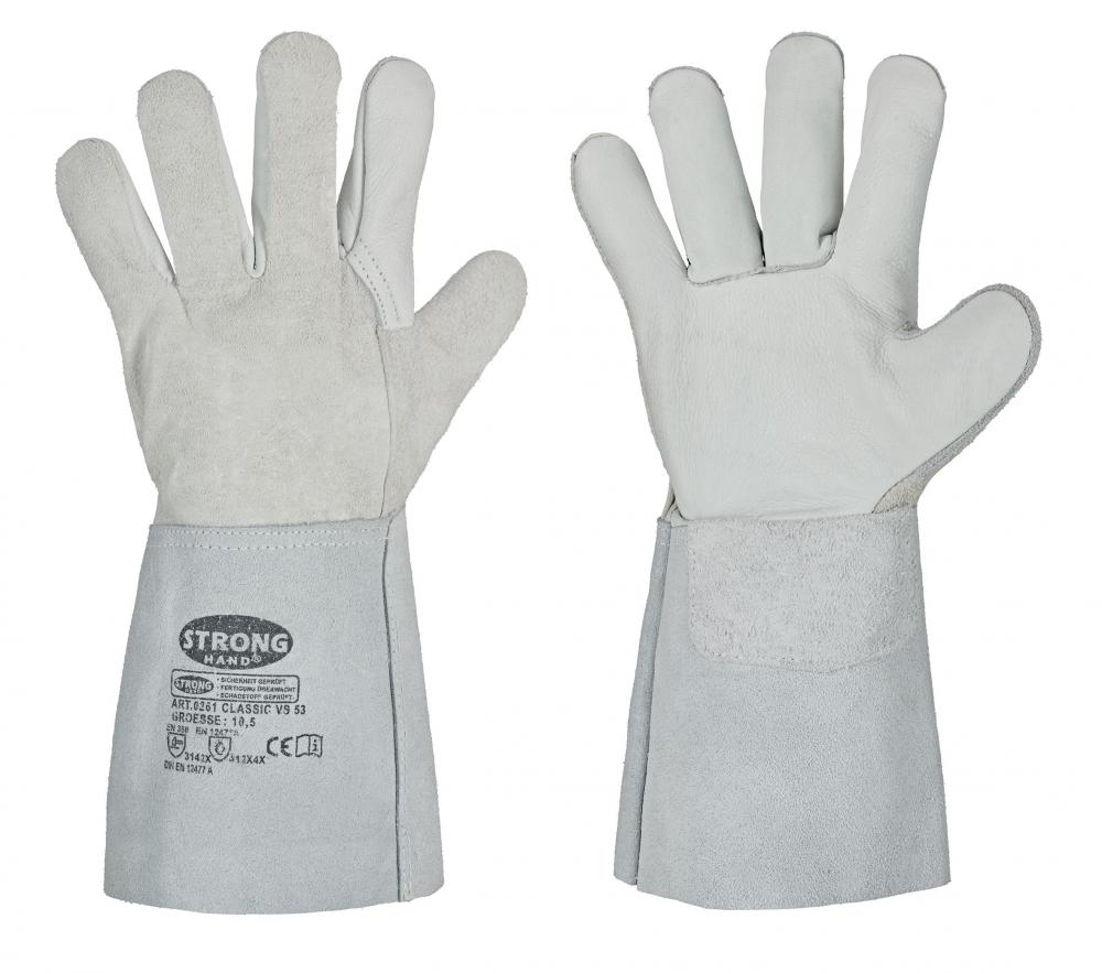 Schweißerhandschuh weiß Leder
