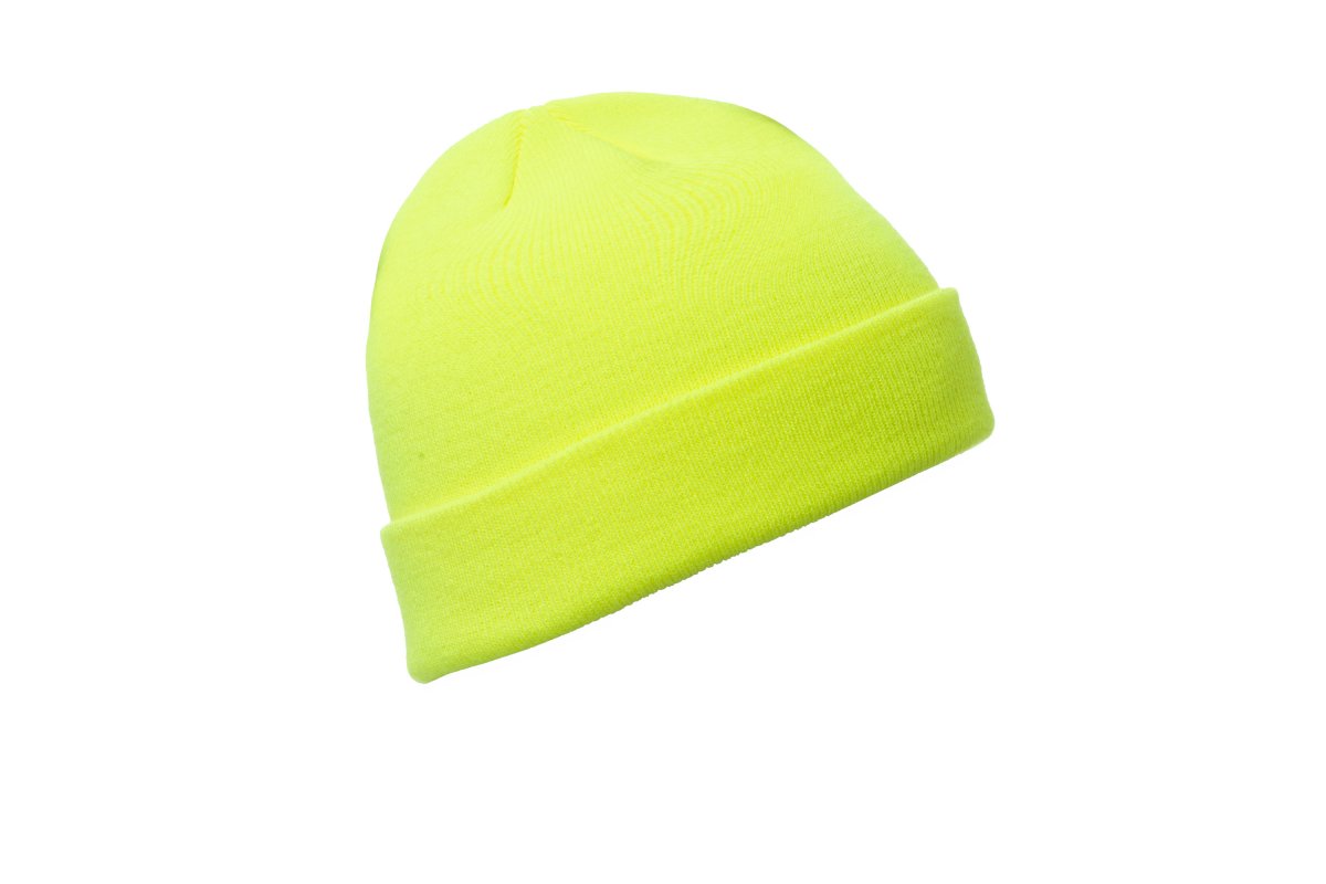 Strickmütze in Warnfarben